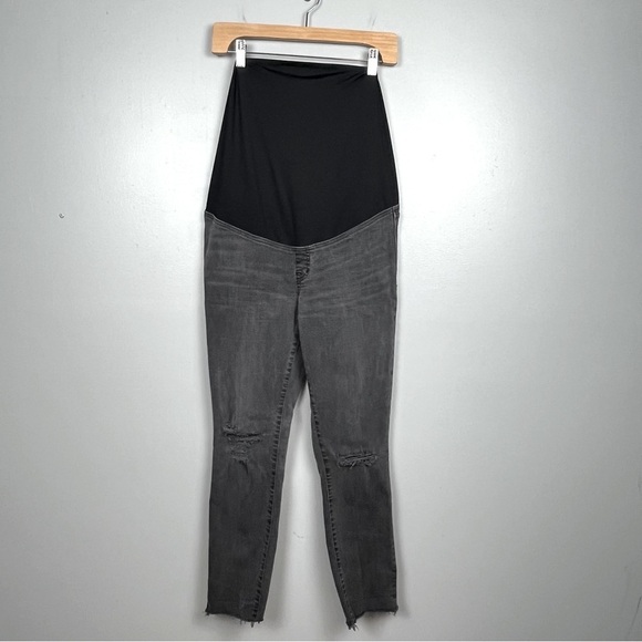 Madewell distressed gray black raw hem Maternity Skinny jeans, size 29. - Picture 1 of 14